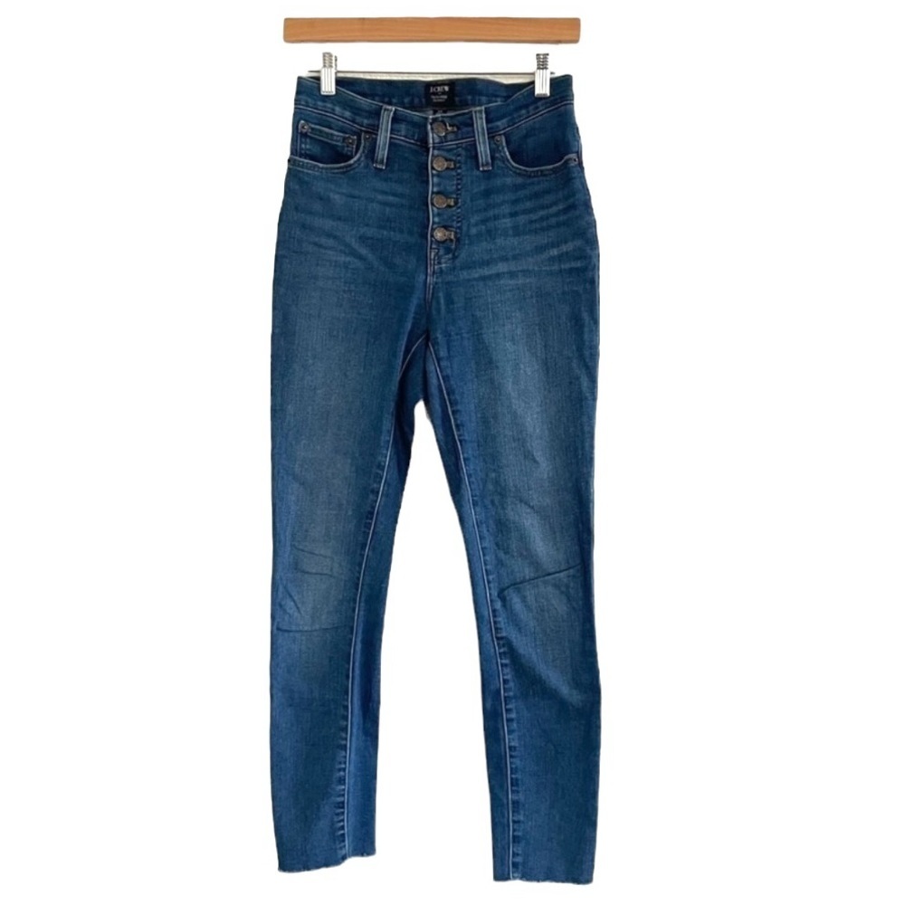 J. Crew | High rise skinny button fly frayed hem size 25
